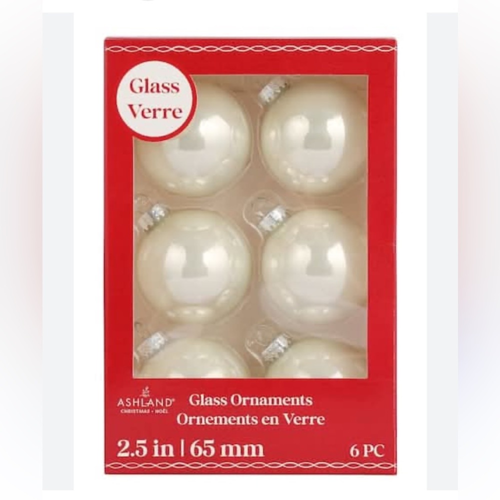 Ashland Pearl White Glass Holiday Ornaments - 6 Pack